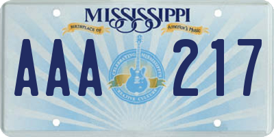 MS license plate AAA217