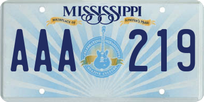 MS license plate AAA219