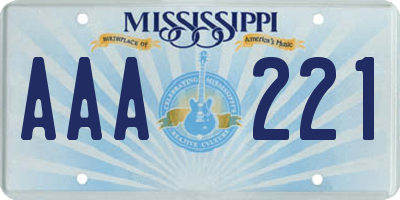 MS license plate AAA221