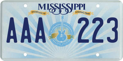 MS license plate AAA223