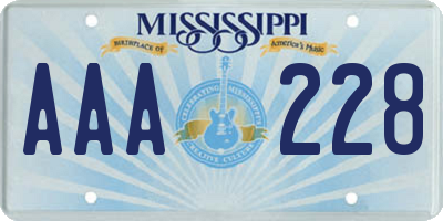 MS license plate AAA228