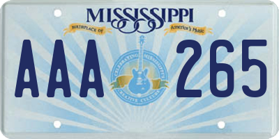 MS license plate AAA265