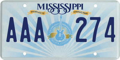 MS license plate AAA274