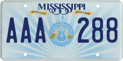 MS license plate AAA288