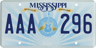 MS license plate AAA296
