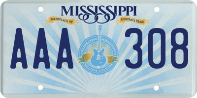 MS license plate AAA308