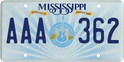 MS license plate AAA362