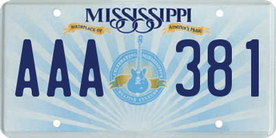 MS license plate AAA381