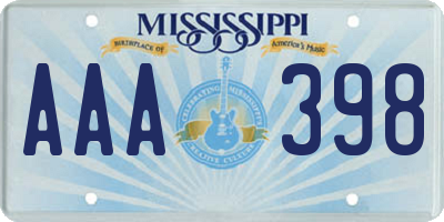MS license plate AAA398