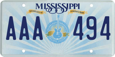 MS license plate AAA494