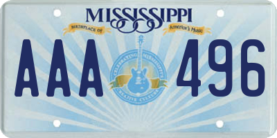 MS license plate AAA496