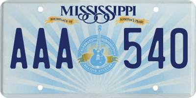 MS license plate AAA540