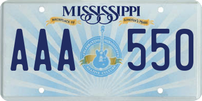 MS license plate AAA550