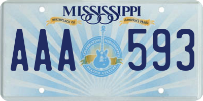 MS license plate AAA593