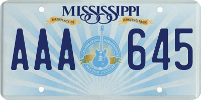 MS license plate AAA645
