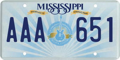 MS license plate AAA651