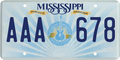 MS license plate AAA678
