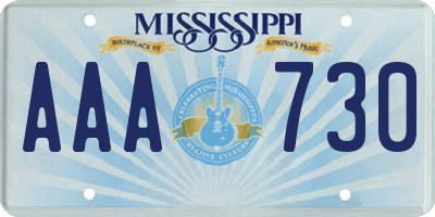 MS license plate AAA730
