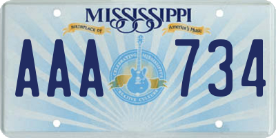 MS license plate AAA734
