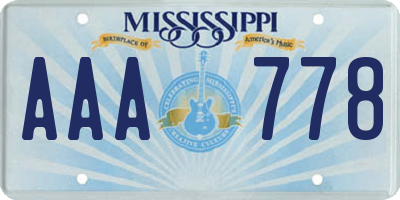 MS license plate AAA778