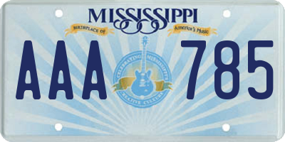 MS license plate AAA785