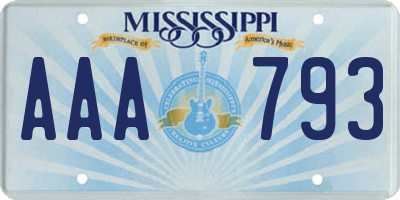 MS license plate AAA793