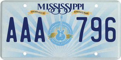 MS license plate AAA796