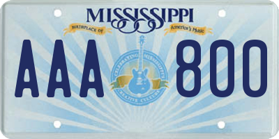 MS license plate AAA800