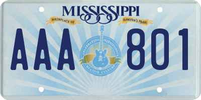 MS license plate AAA801