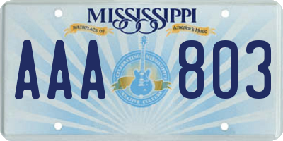 MS license plate AAA803