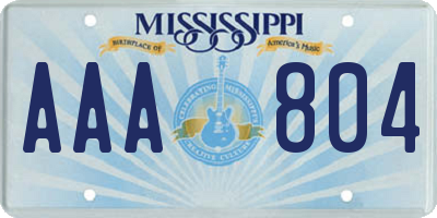 MS license plate AAA804