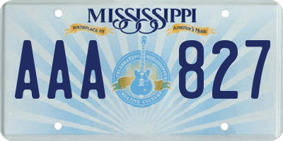 MS license plate AAA827