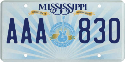 MS license plate AAA830