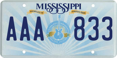 MS license plate AAA833