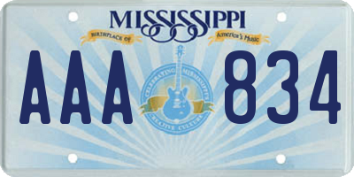 MS license plate AAA834
