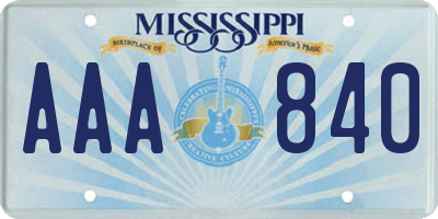 MS license plate AAA840