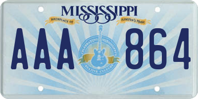 MS license plate AAA864