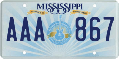MS license plate AAA867