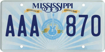 MS license plate AAA870