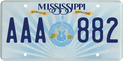 MS license plate AAA882