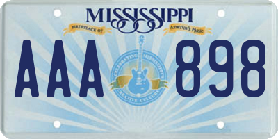 MS license plate AAA898