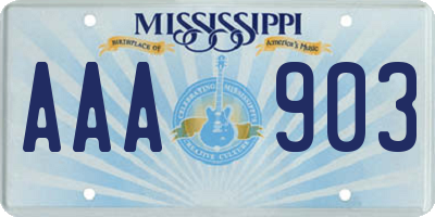 MS license plate AAA903