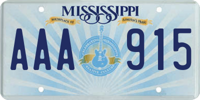 MS license plate AAA915