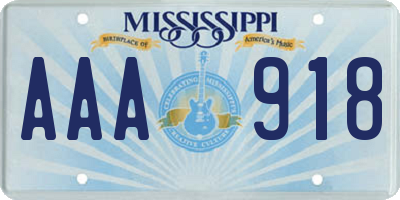 MS license plate AAA918