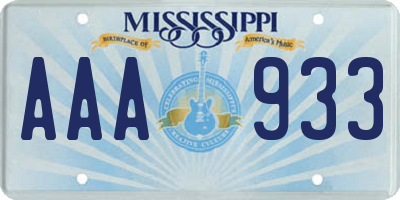 MS license plate AAA933