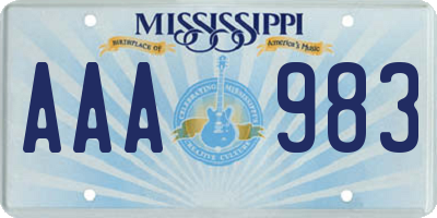 MS license plate AAA983