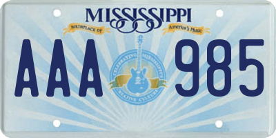 MS license plate AAA985