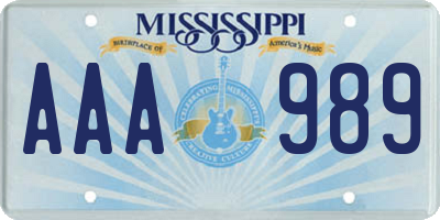 MS license plate AAA989