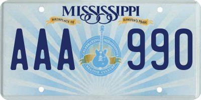MS license plate AAA990