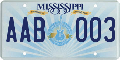 MS license plate AAB003